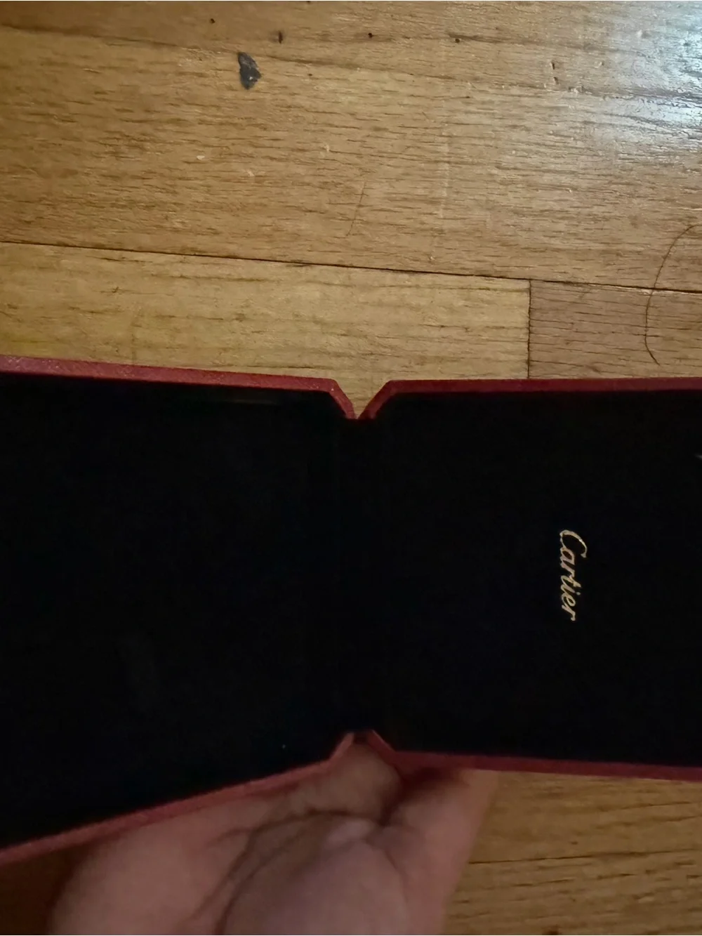 Cartier Red Jewelry Box with Gold Detailing